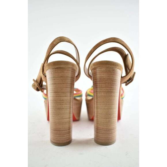 Christian Louboutin Ella 130 Brown Red Ankle Strap Platform Sandal Heel Pump 36 - Picture 11 of 12